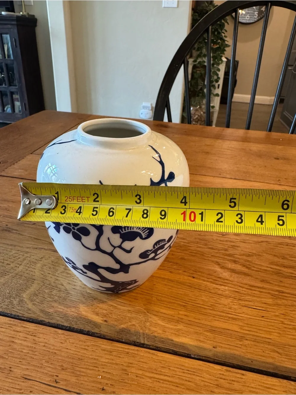 Fitz and Floyd White Ceramic Vase with Blue Floral Motif